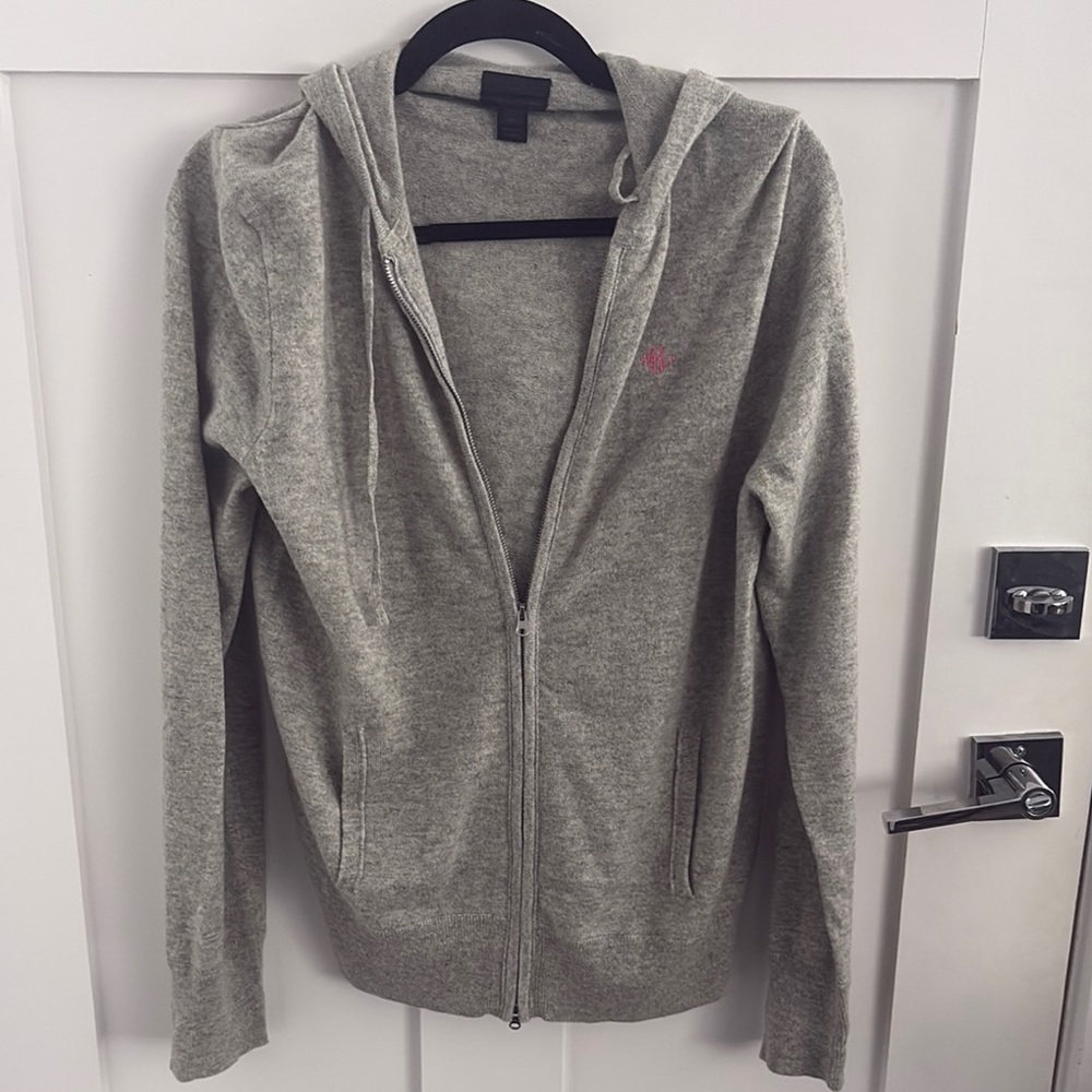 J. Crew Gray Fitted Zip-Up Hoodie